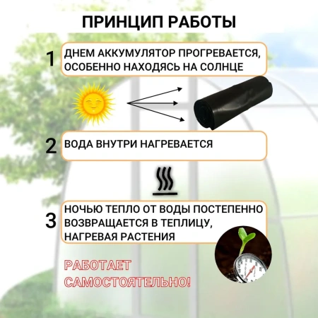 Аккумулятор тепла для теплицы Солнышко черный 0,2х4 м со штуцером 2 шт Благодатное земледелие